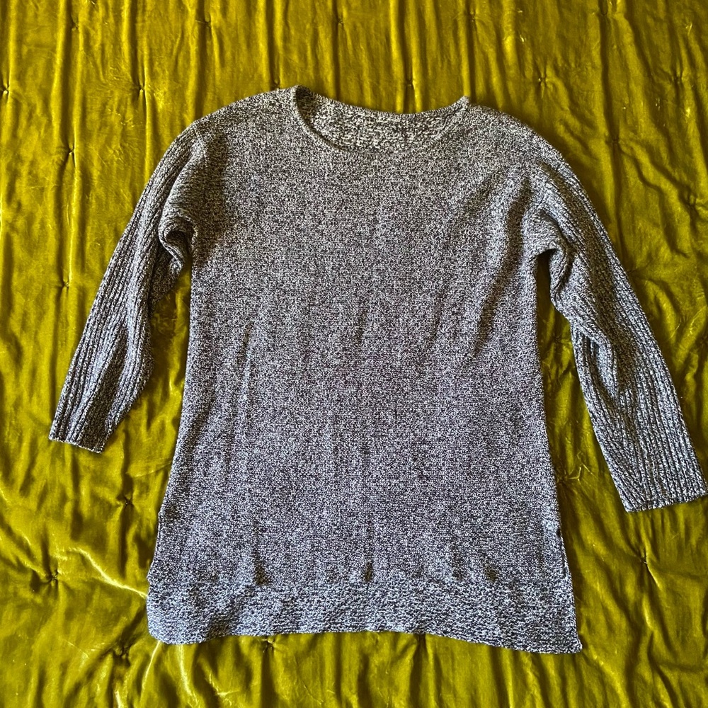 Grey Oversized Tunic-Style Sweater
